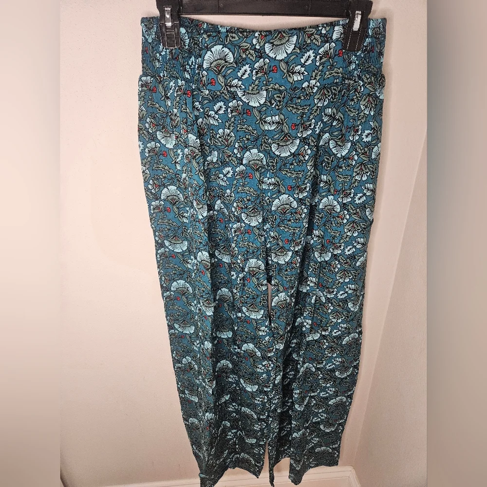 Boho Elise Teal Floral Wide Leg Pants Band of the Free NWT - Picture 4 of 4